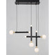 Cayo LED Hängelampe Schwarz mit schwarzem Design und weißen Glaskugeln für eine stilvolle Beleuchtung.