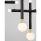 Cayo LED Hängelampe Schwarz mit schwarzen Aluminiumdetails und weißen Glasstücken für elegantes Lichtdesign.