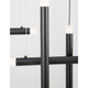 Cayo LED Hängelampe Schwarz – moderne Deckenleuchte mit schwarzen Aluminiumdetails und weißen Glasstücken.