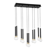 Cayo LED Pendelleuchte Schwarz mit Opalglas und schwarzem Aluminium, 50 Watt, 2400 Lumen, 72 cm lang.