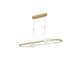 Celia LED Hängeleuchte 100cm mit modernem Design aus Aluminium und Glas, goldfarben und weiß.