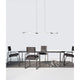 Nova Luce Cesena LED pendant light chrome, modern pendant lamp with curved metal shape above dining table