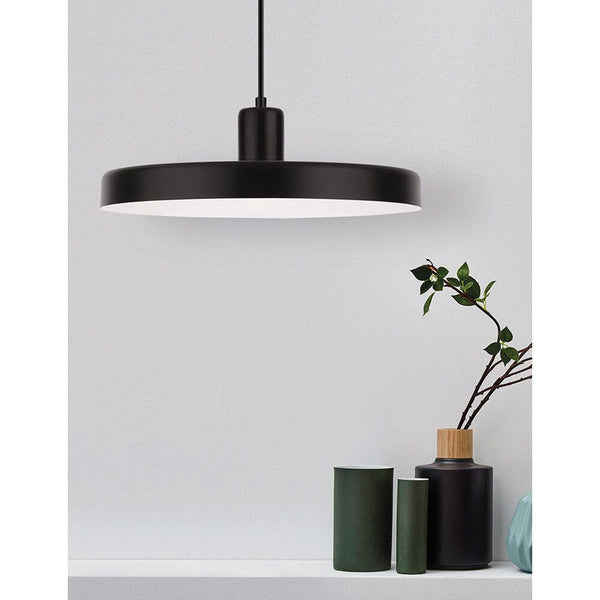 Nova Luce Chioto Hängelampe Matt-Schwarz über Esstisch, matt-schwarze runde Pendelleuchte mit E27 Fassung, modernes skandinavisches Design