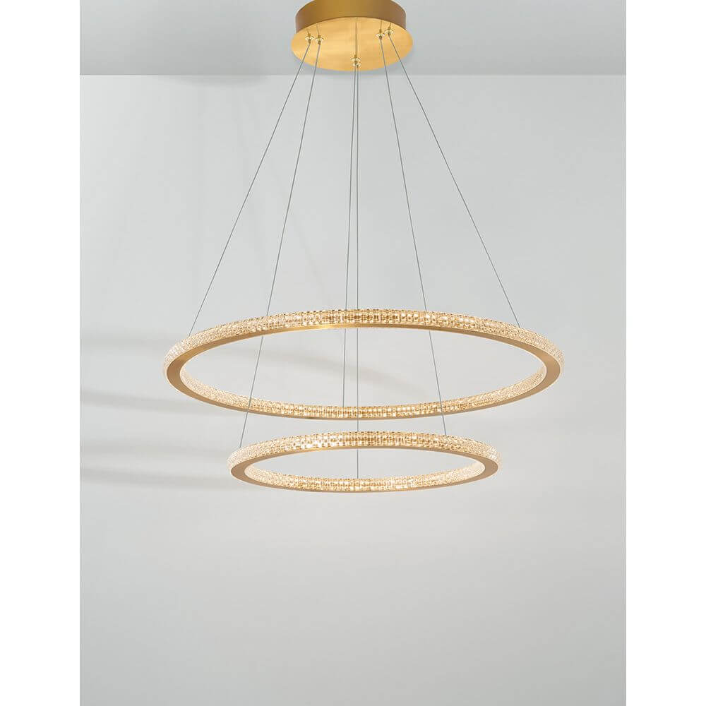 Nova Luce Cilion LED Hängeleuchte Messing, Gold - elegante zweihängige Pendelleuchte in gold mit warmweißem Licht.