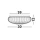 Maßzeichnung der Clam Bad Deckenlampe aus Glas: 26 cm Durchmesser, 12 cm Höhe, elegante und stilvolle Form.