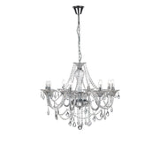 Nova Luce Connor suspension à 8 flammes, cristal transparent, lustre avec suspension par chaîne