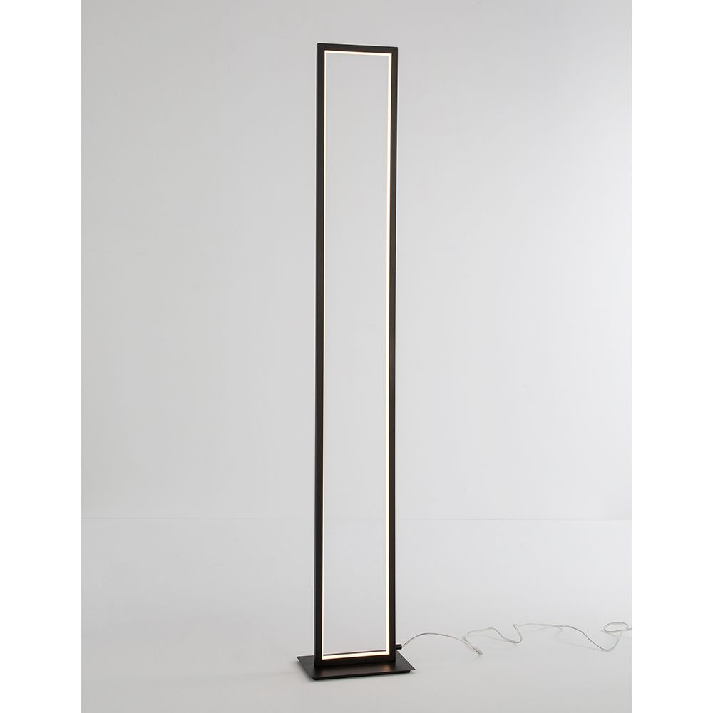 Moderne Cornice LED Stehleuchte in Schwarz, 153 cm hoch, elegantes Design für stilvolle Innenräume.