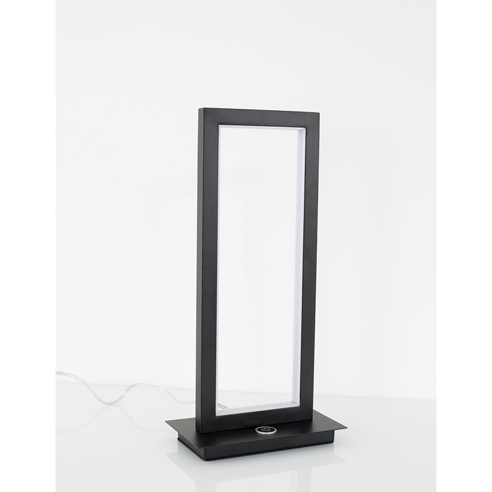 Schwarze Cornice LED Tischlampe mit modernem Design, ideal für stilvolle Beleuchtung im Wohnbereich.