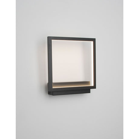 Nova Luce Cornice LED kvadratisk væglampe sort, sort kvadratisk væglampe med LED-belysning, frontvisning