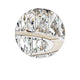 Detailansicht der Corona LED Kristall Hängeleuchte mit eleganten Prismen und Chromoberfläche.