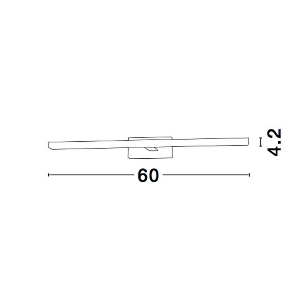 Corso LED Bad- & Spiegellampe Chrom technische Zeichnung mit Abmessungen von 60 cm und 4,2 cm Höhe.