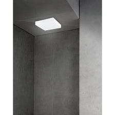 Große Cube Bad Deckenleuchte Glas von Nova Luce für moderne Außenbeleuchtung an Balkon, Terrasse, Eingang oder Garage