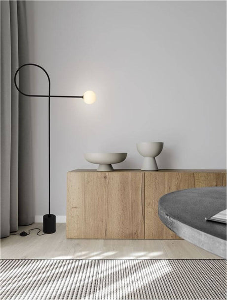Lampada da pavimento dedalo OPAL in vetro nero
