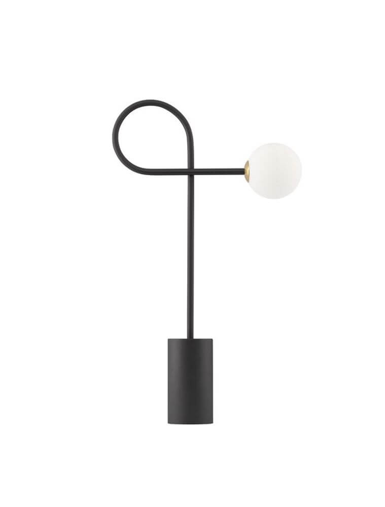 Dedalo Tischlampe Schwarz Glas Opal - Moderne Tischleuchte mit minimalistischem Design.