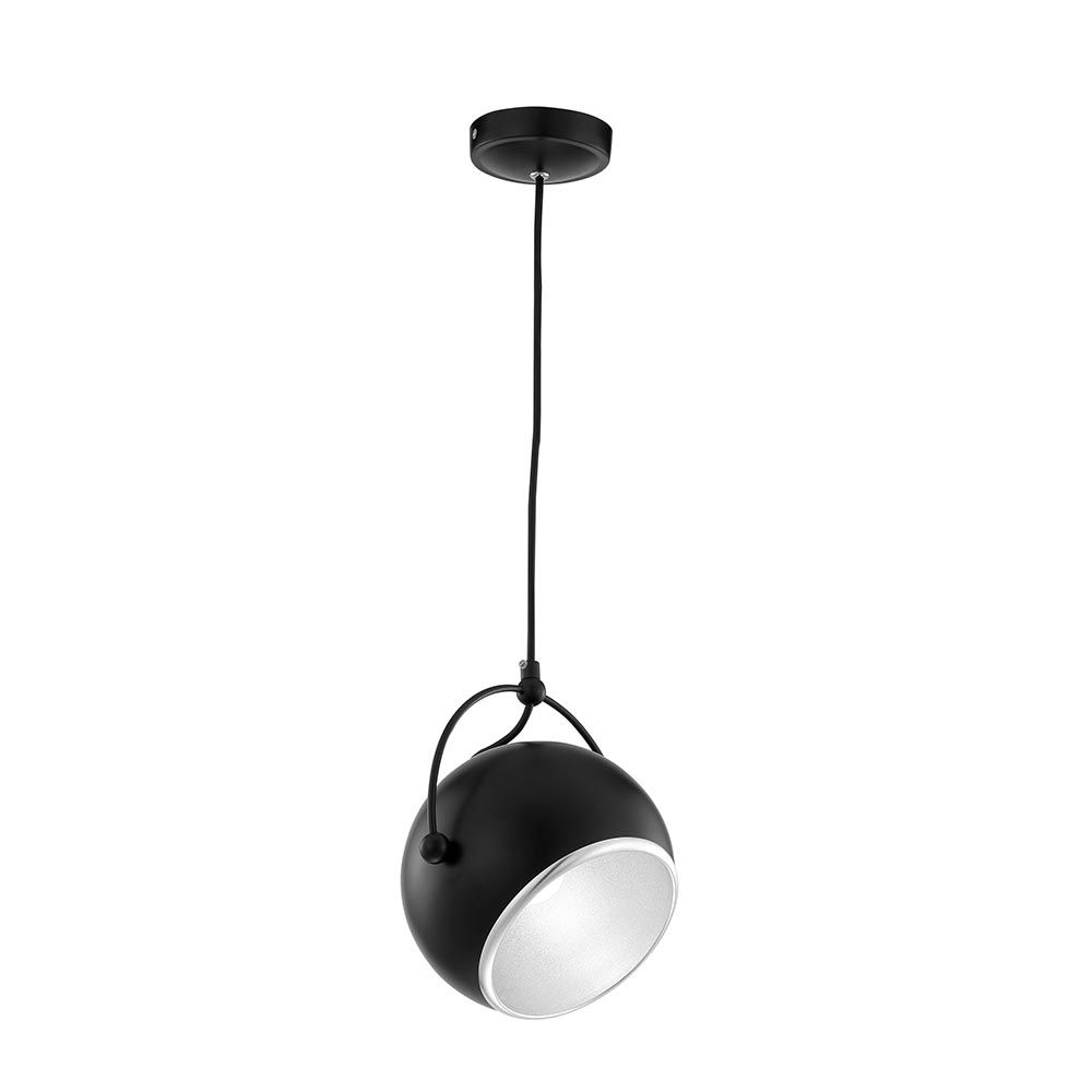 Minimalistische schwarze Hängelampe Ø 18cm mit verstellbarem Schirm für stilvolle Innenräume.