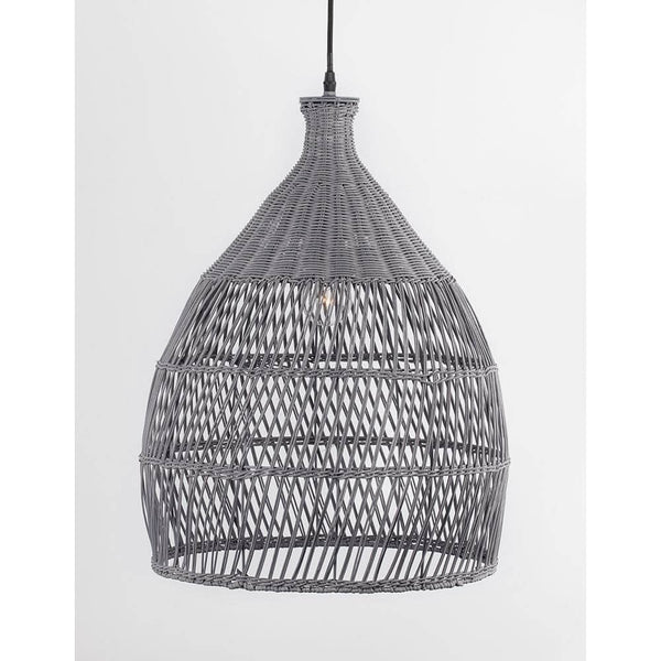 Destin Rattan Pendellampe Grau, stilvolle Pendelleuchte aus Rattan im Ethno-Design für gemütliche Wohnräume