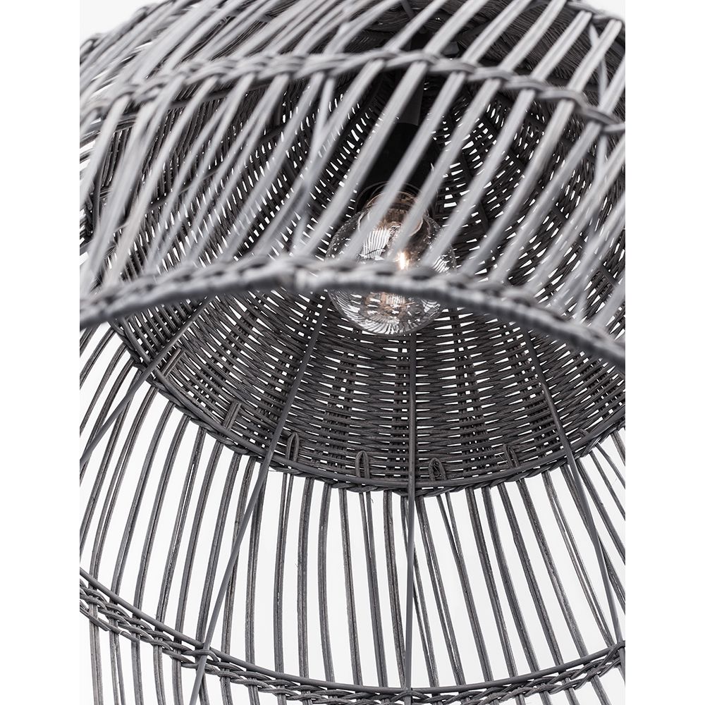 Destin Rattan Pendelleuchte in Grau, Ethno-Design, ideal für gemütliche Wohnatmosphäre, aus robustem Rattan gefertigt.
