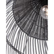 Detailansicht der Destin Rattan Pendelleuchte in Grau mit natürlicher Rattanoptik und lichtdurchlässigem Schirm.