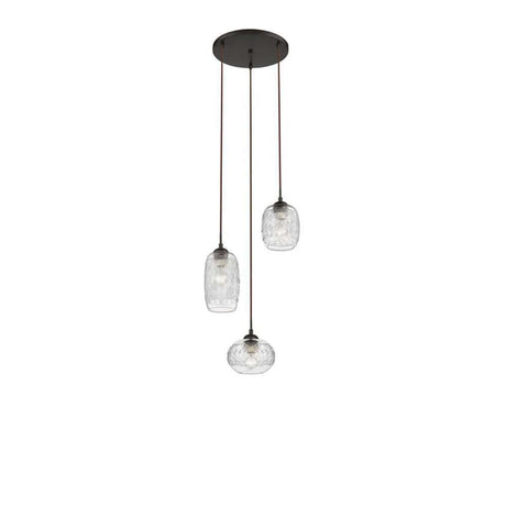 Nova Luce Devon glasspendel i brun med tre pendellamper i stilrent design.