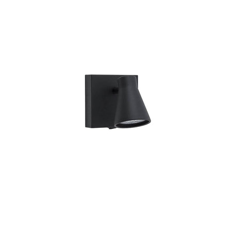 Dublin LED Wandspot in modernem Design aus schwarz lackiertem Metall mit drehbarem Strahler.