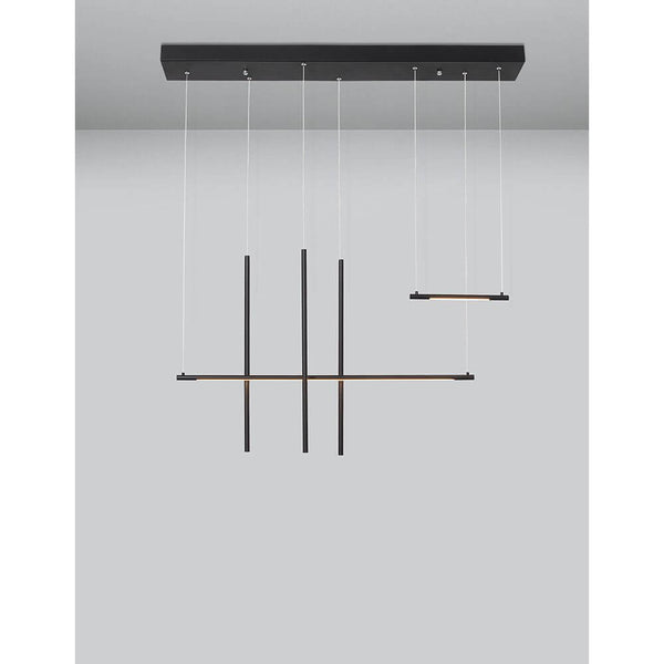 Elettra LED Hängelampe Sandig Schwarz, moderne schwarze Pendelleuchte mit minimalistischen LED-Streifen von Nova Luce