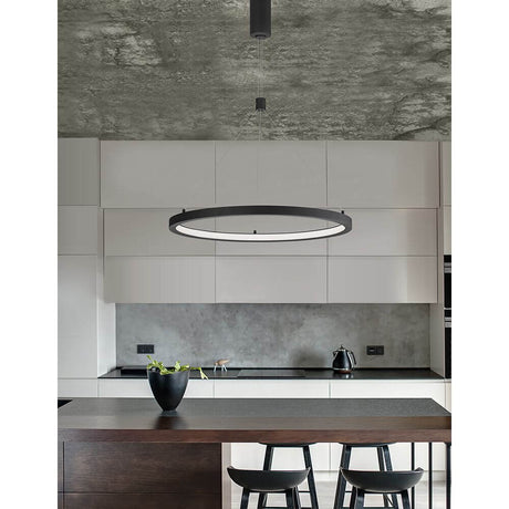 Empatia LED hengelampe svart dimbar over kjøkkenbord, moderne minimalistisk design, integrert 35W LED 3000K varm hvit