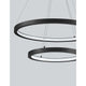 Empatia LED Hängeleuchte Ø 60cm 2 Ringe – modernes schwarzes Doppelring-Pendelleuchte aus Aluminium mit integriertem 60W LED 3000K für Wohnzimmer/Esstisch