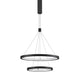 Empatia LED Hängeleuchte Ø 60cm 2 Ringe schwarze Aluminiumringe, integrierte 60W LED, warmweißes 3000K Licht über Esstisch oder Wohnzimmer