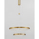 Alt Tag: Empatia LED Hängeleuchte Ø 60cm 2 Ringe goldene Doppelring-Pendelleuchte, minimalistisches Aluminium-Design, warmweißes LED-Licht 3000K