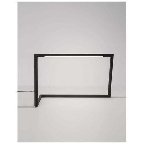 Ensio LED table lamp black in a modern design made of acrylic and aluminium against a neutral background.