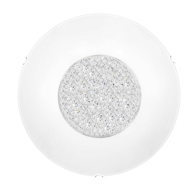 Era Glas-Deckenlampe Kristall Weiß, moderne weiße Plafond aus Glas und Metall für Wohn- oder Schlafzimmer