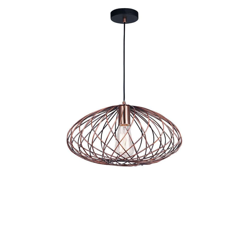 Nova Luce Eriberto Hängeleuchte Metall Rostfarben in stilvollem Design mit kreativer Drahtstruktur.