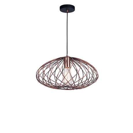 Nova Luce Eriberto pendellampe i metall i rustfarget finish i stilrent design med kreativ trådkonstruksjon.