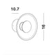 Nova Luce Esil LED Wandlampe Gold, Klar - technische Zeichnung mit Abmessungen 10,7 cm und 16 cm.