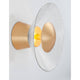 Nova Luce Esil LED Wandlampe Gold, Klar an einer Wand montiert, modernes Design mit goldener Basis und klarem Glas.