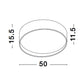 Technische Zeichnung der Fano LED Deckenlampe Weiß mit den Abmessungen 50 cm, 15.5 cm, 11.5 cm.