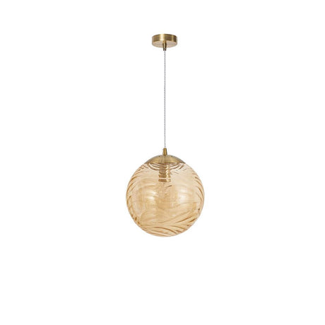 Ficato Pendellampe Ø 30cm aus transparentem Glas mit Muster, ideal für elegante Innenräume.