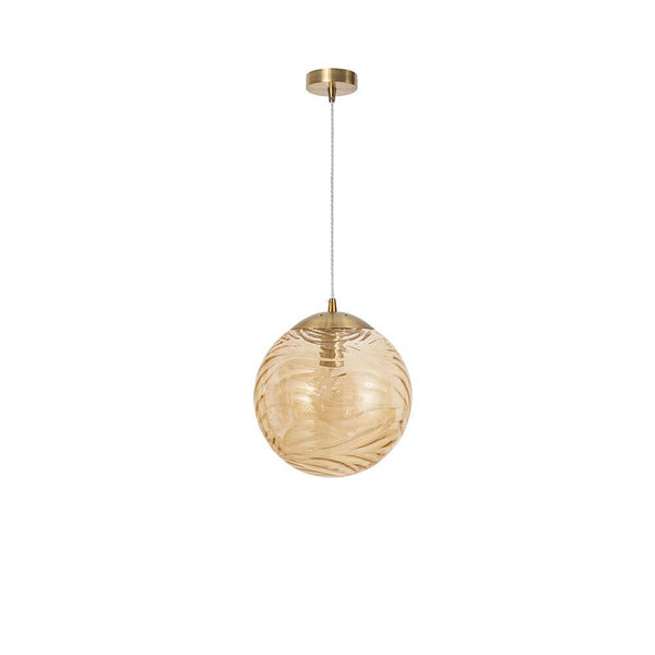 Ficato pendant light Ø 30cm made of transparent glass with a pattern, ideal for elegant interiors.