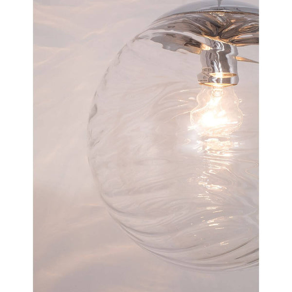 Ficato pendant light Ø 30cm with transparent glass and chrome-plated metal, ideal for an elegant home.