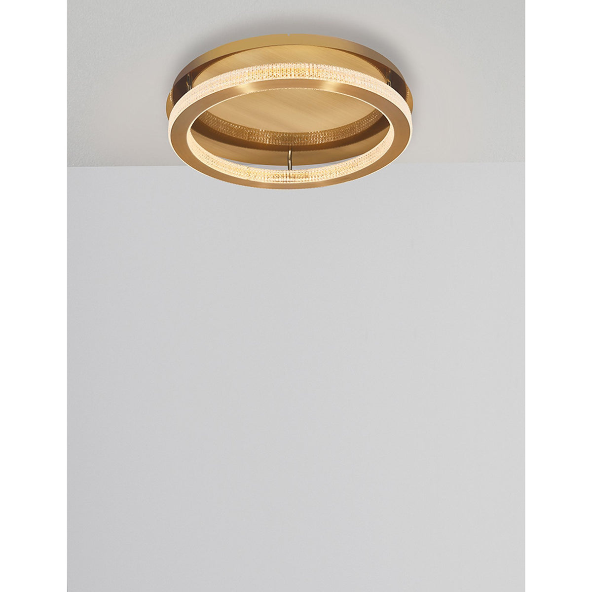 Fiore LED Deckenlampe in Antik-Gold mit rundem Design und integrierten LED-Leuchten, Aufsicht
