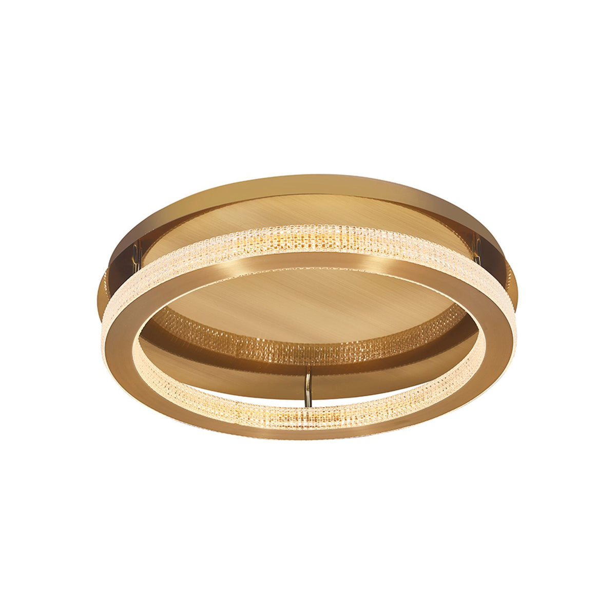 Fiore LED Deckenlampe in Antik-Gold mit rundem Design und strukturiertem Leuchtring, Draufsicht