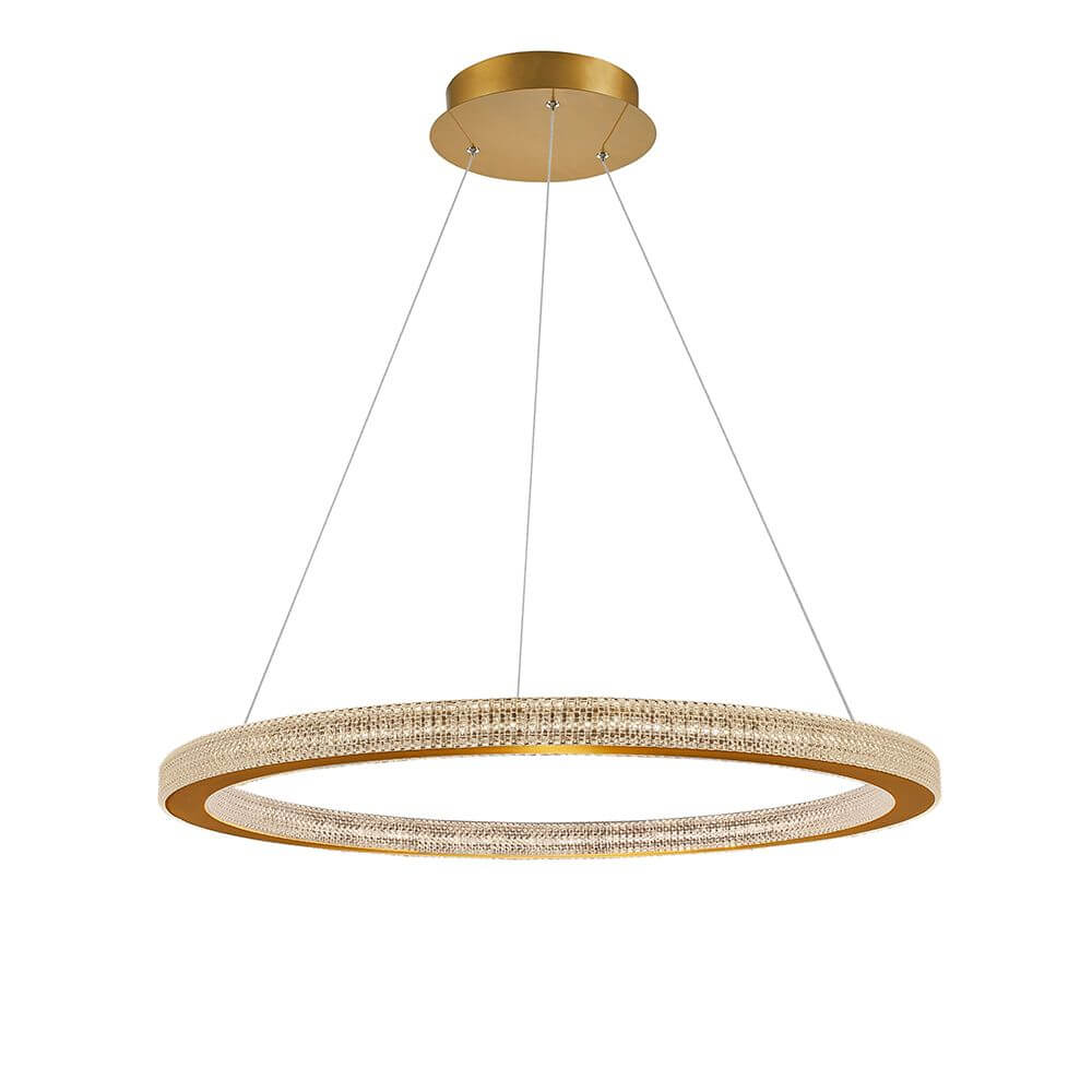 Fiore LED Hängelampe Ø 80cm in Antik Gold, schwebender Ring mit warmem Licht, elegantes Design.