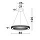 Technische Zeichnung der Fiore LED Hängelampe Ø 80cm mit Maßen und Designdetails.