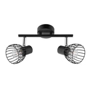 Fiumicino Deckenstrahler 2-flammig Metall mit elegantem Design und beweglichen Schirmen aus schwarzem Metall.