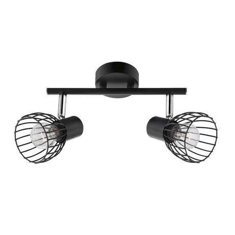 Fiumicino Deckenstrahler 2-flammig Metall mit elegantem Design und beweglichen Schirmen aus schwarzem Metall.