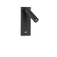 Fuse LED Wandlampe mit USB in modernem Design, aus schwarzem Aluminium, mit verstellbarem Strahler.