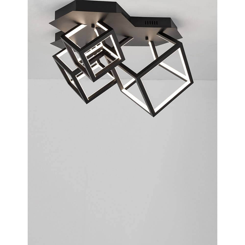 Moderne Gabbia LED Deckenleuchte mit quadratischen Rahmen in elegantem Design aus Aluminium und Silikon.