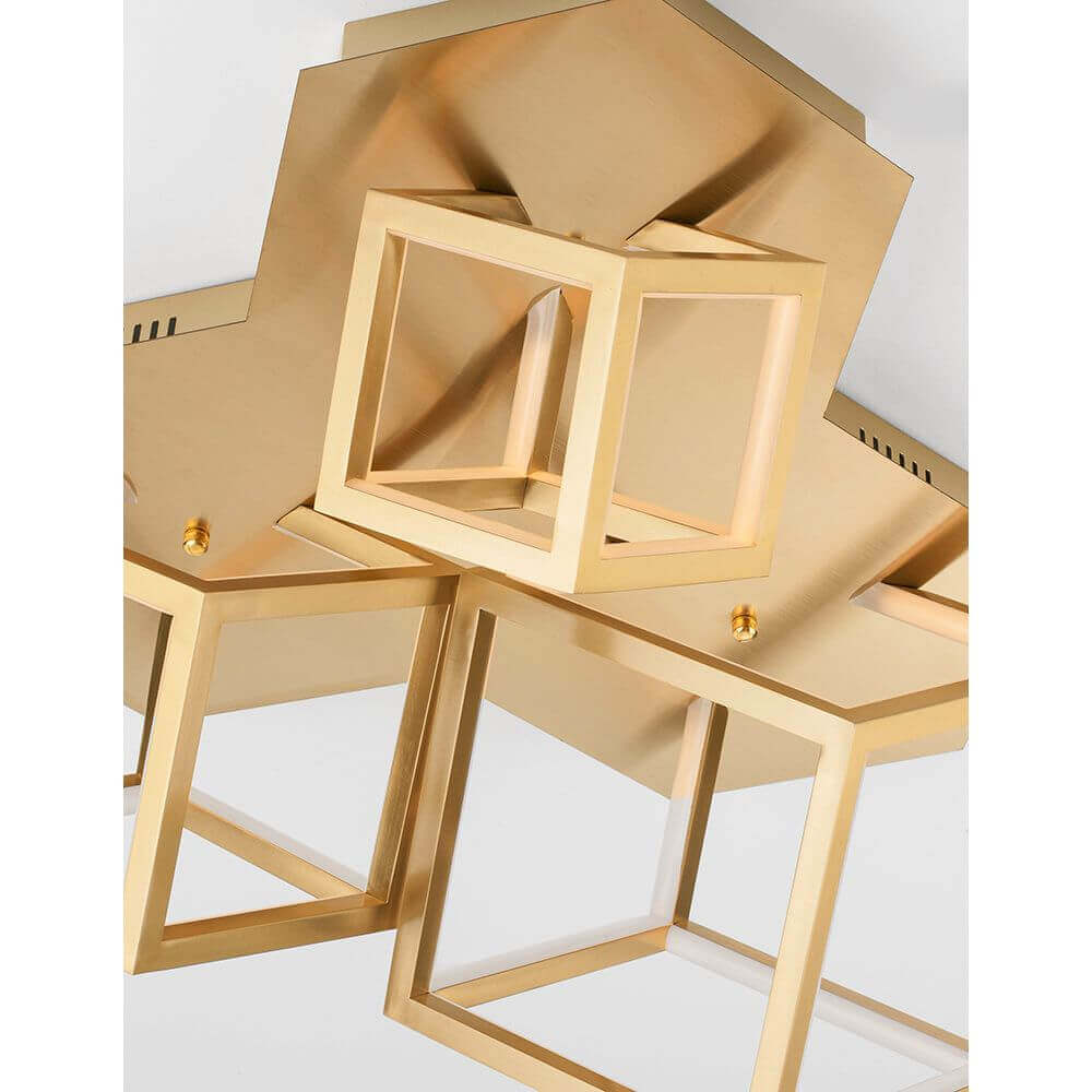 Gabbia LED Deckenleuchte: moderne, goldene Aluminium-Deckenlampe mit Quadrat-Design für stilvolle Beleuchtung.