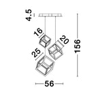 Gabbia LED Hängelampe 3 Würfel