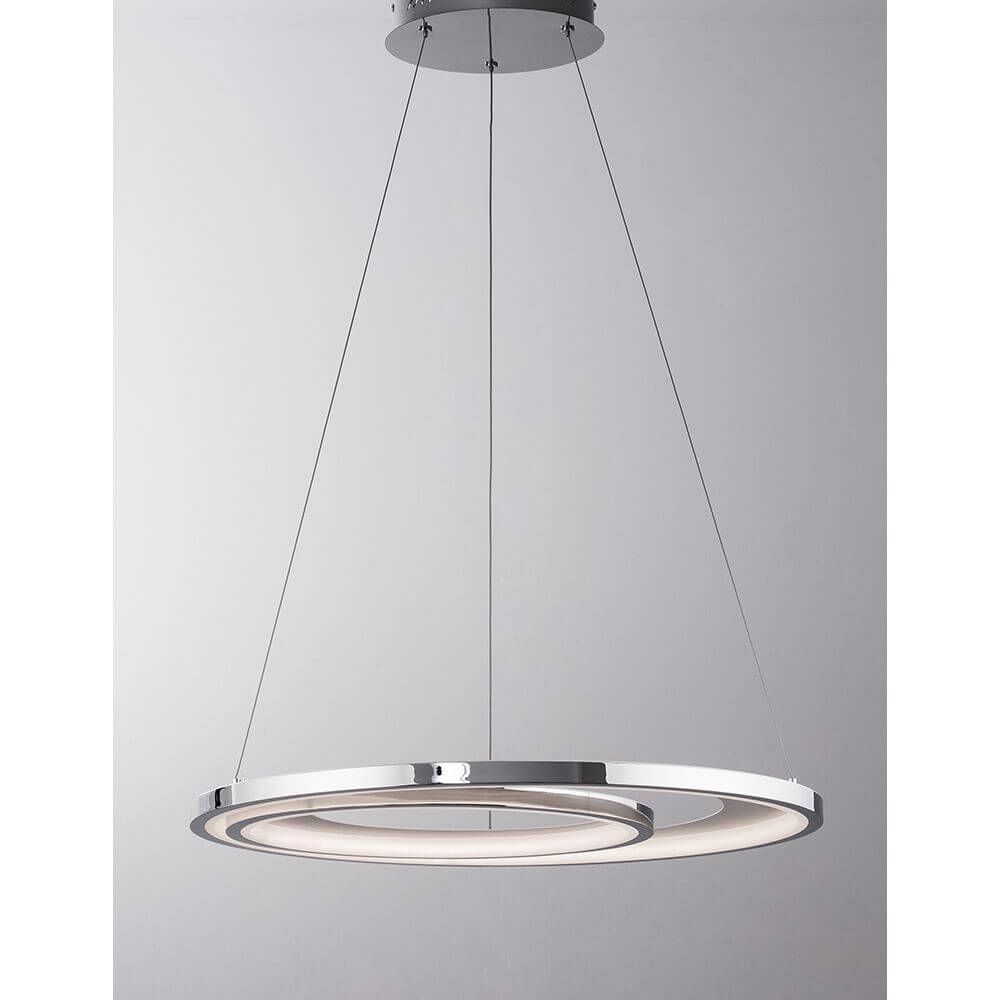 Galaxy LED Hängelampe Ø 62cm in modernem Design mit Aluminium und Acryl, ideal für Wohnzimmer.